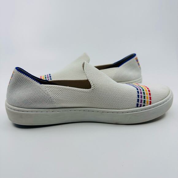 Rothy’s The Kids Sneaker US 4 White Rainbow Round Toe Slip On Shoes Unisex Flat - Picture 10 of 11
